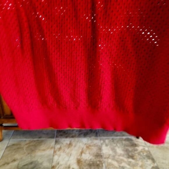 Inc Red Perforated Long Sleeve Sweater L Rayon Nylon Blend - Picture 4 of 6
